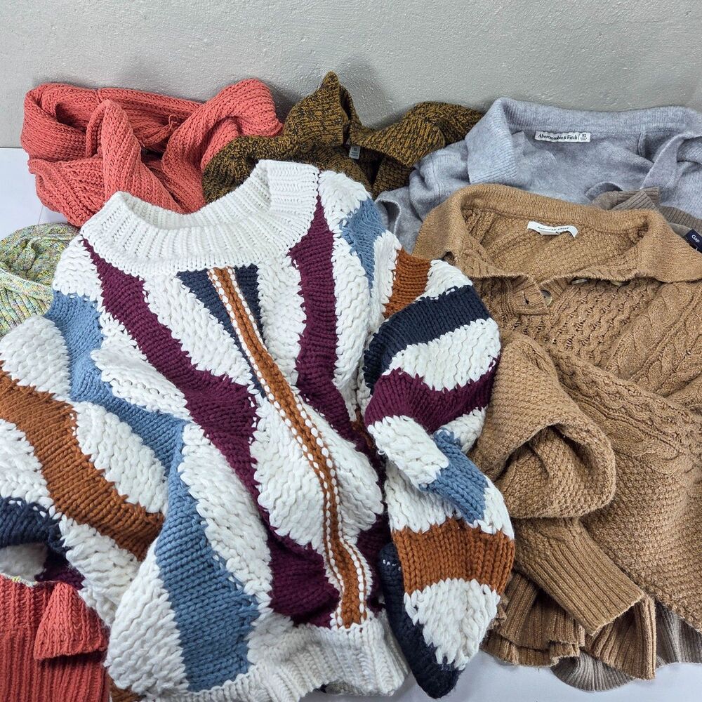 Reseller Lot of 7 Womens Small XS Mixed Brand Winter Sweaters A&F AE